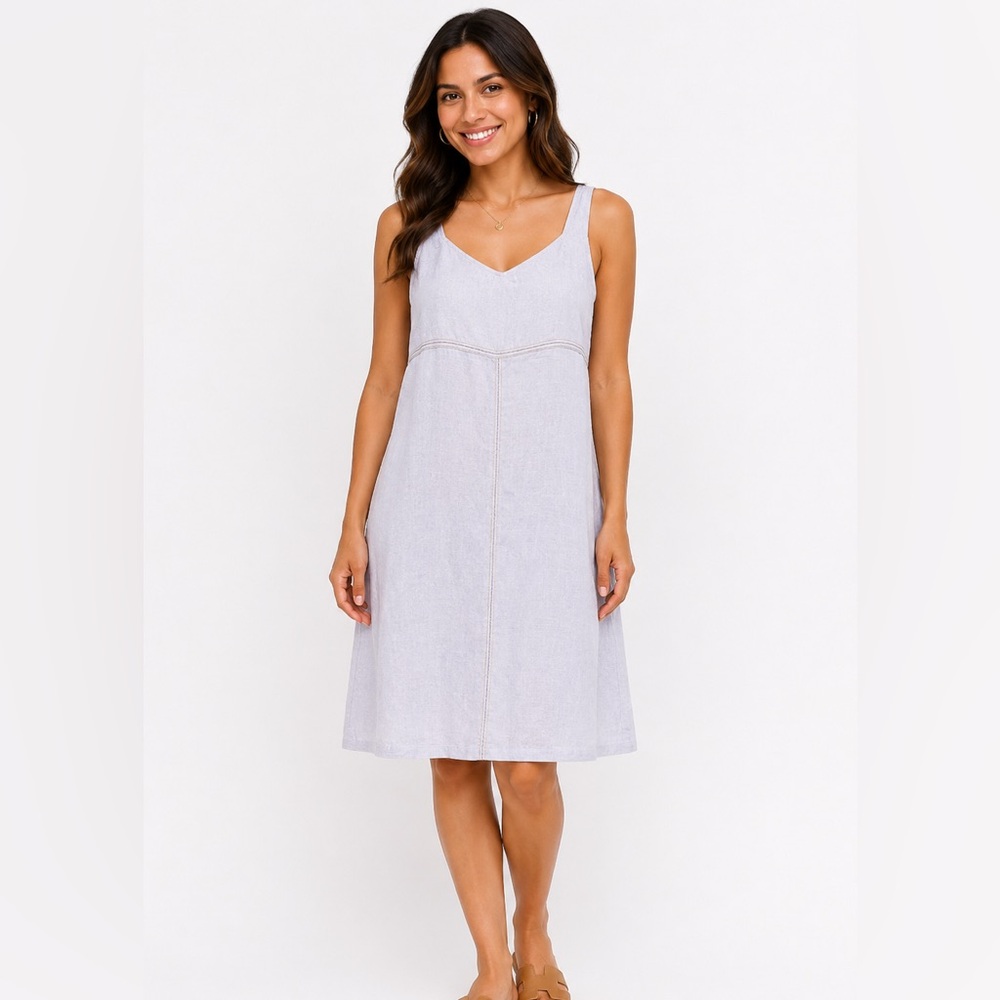J. Crew Pale Lavender Linen A-line‎ V-Neck dress 6